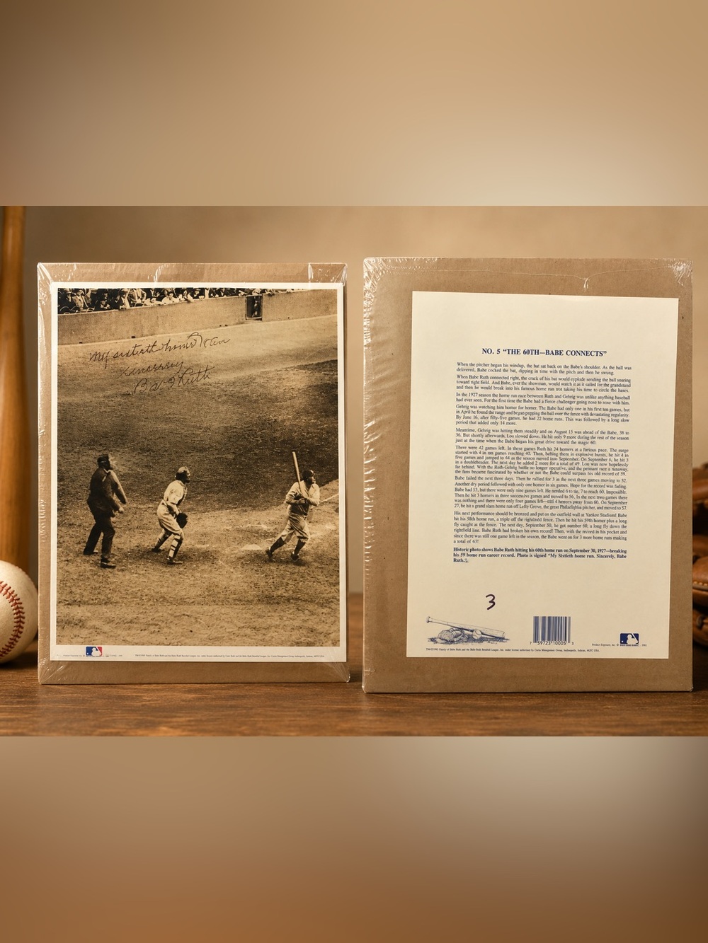 Vintage Babe Ruth “The 60th” Baseball Wall Art Print  New